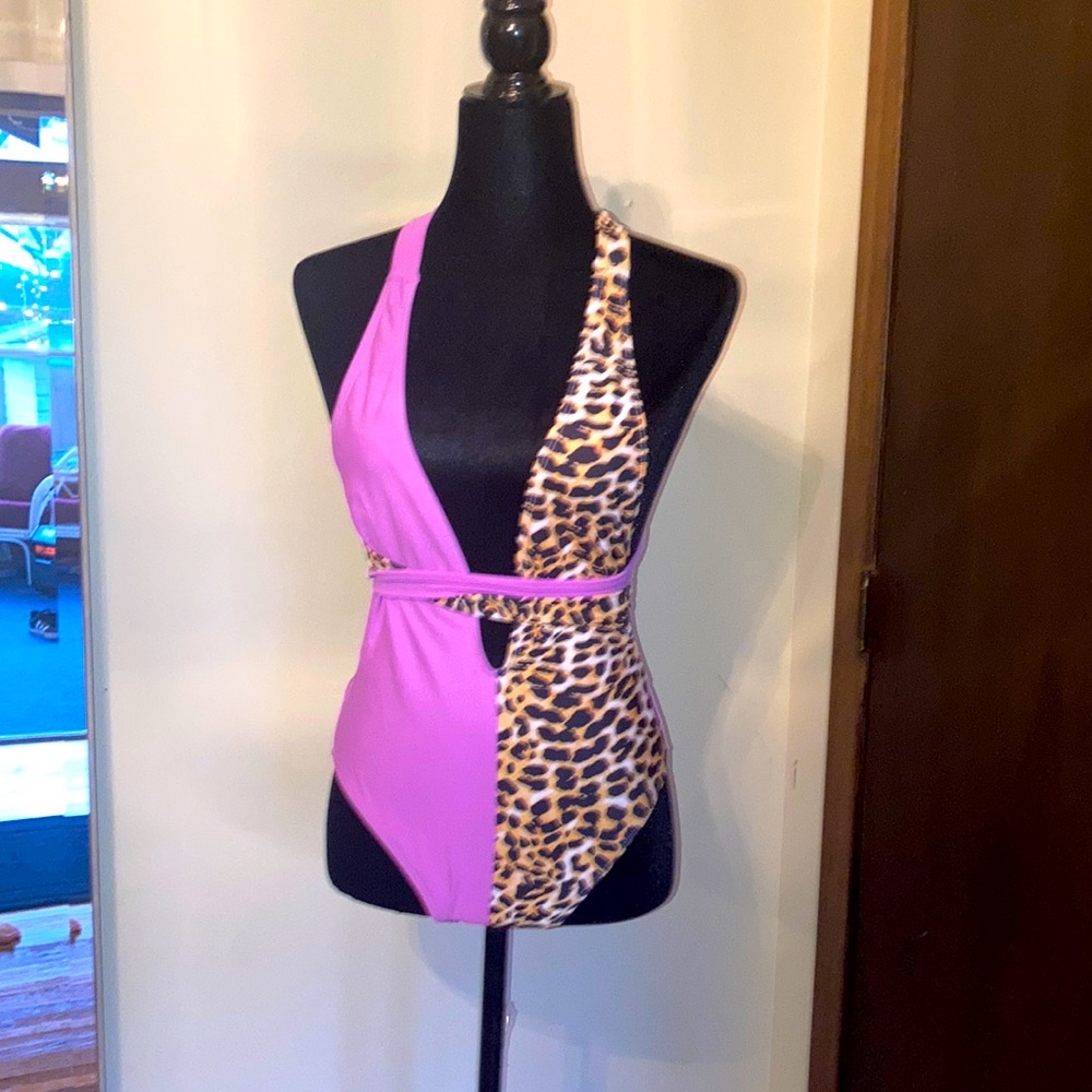 One piece lavender/ animal print